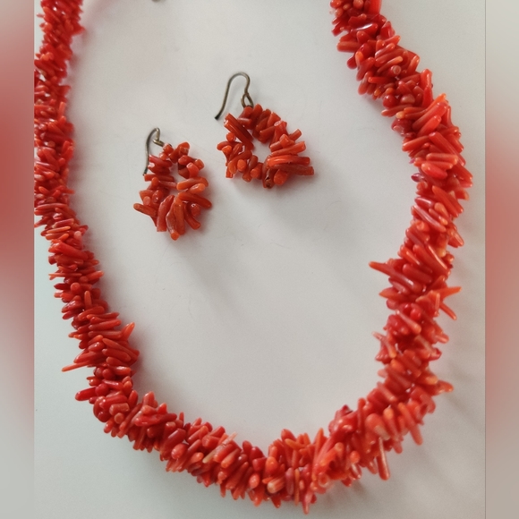 Vintage Red Branch Coral Necklace and Earrings Set - Picture 13 of 16